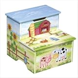 Kids / Children's Farmhouse Bed Side Storage Step Stool