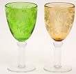 2 Assorted Amber & Green Leaves White Wine Glasses 2 Assorted Amber & Green Leaves White Wine Glasses