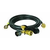 Camco 59143 12' RV Brass 90 Tee with 3 ports and 12' Extension Hose