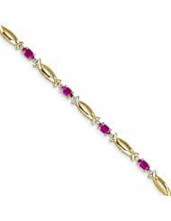 Genuine 14K Yellow Gold Diamond And African Ruby Oval Bracelet 4 Grams Of Gold 100% Satisfaction Guaranteed.