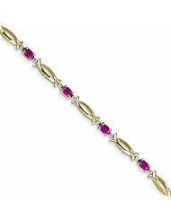 2.5 Carat 14K Gold Diamond and African Ruby Oval Bracelet