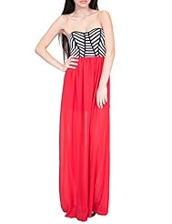 Strapless Corset   Waistline Striped Print Spring Chiffon/Polyester/Rayon/Spandex Maxi Dress 