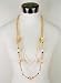 Mixed Chain Plastic Layered Long Necklace (B-2) - White and Gold Color