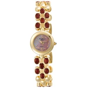Marcel Drucker Women's Gold-Tone Genuine Garnet Gemstone Fashion Watch #22-927