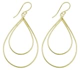 24K Gold Over Sterling Silver Double Teardrop Hoop Earrings