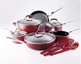 Farberware Accents 15-Piece Cookware Set, Red