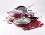 Farberware Accents 15-Piece Cookware Set, Red
