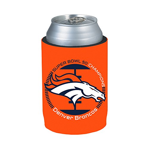 NFL Denver Broncos Super Bowl 50 Champion Kolder Holder Koozie, Fits 12 oz Aluminum Can or Bottles, Orange