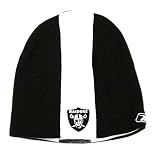 Oakland Raiders Center Panel Striped Knit Beanie