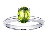 1.25 cts Genuine Peridot Solitaire Engagement Ring - 14kt White or Yellow Gold
