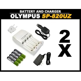 x2 (Two) Battery and Charger Kits for Olympus Stylus SP-820 UZ Digital Camera
