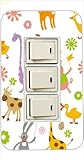 3ヶ口用 3口用 タイプ コンセント スイッチ カバー ジャケット ca802-6 アニマル イラスト 花柄 カスタムカバー 交換用 3穴用 2穴用