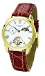 Charles Hubert Paris - Men's Premium Dress Watch with White Face-plate, Sun/Moon Indicator, and Gold-tone Accents