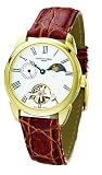 Charles Hubert Paris - Men's Premium Dress Watch with White Face-plate, Sun/Moon Indicator, and Gold-tone Accents