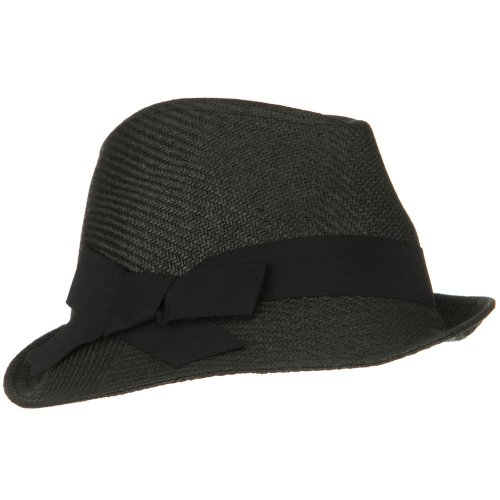 Fine Woven Woman Slanted Fedora - Black W19S71D