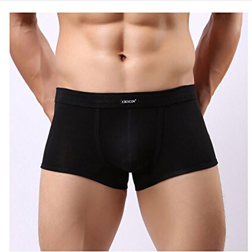 JAC Men's Sexy Fashion Design Pure Color Boxers Briefs Black M