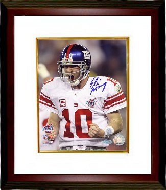 Eli Manning signed New York Giants Super Bowl XLII 8x10 Photo Custom Framed- Steiner Hologram