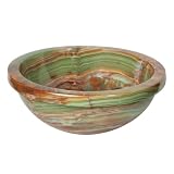 Decolav 1645-O-GBR 16-Inch Round Exotic Vessel Lavatory Sink, Green Brown Onyx
