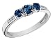 Three Stone Sapphire Ring with Diamonds 2/3 Carat (ctw) in 10K White Gold