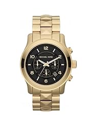 Michael Kors MK5795 Ladies Black and Gold Pyramid Runway Watch