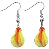 Yellow And Red Teardrop Lampwork Dangle Earrings