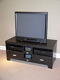 Contemporary Style Rich Black Wood Large Entertainment TV Stand