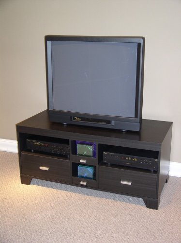 4D Concepts Large TV Stand, Black Wood Grain