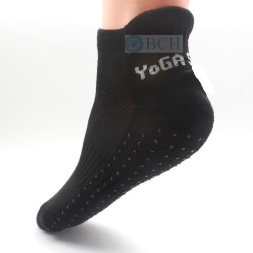 3 Pairs of HotYogis ® Black Yoga Socks - for Yoga, Palates, Barre, Ballet Barre