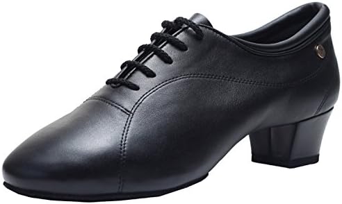 Aplus Men Ballroom Dance Shoes A3016 Black Leather With 1.5" Heel (8)