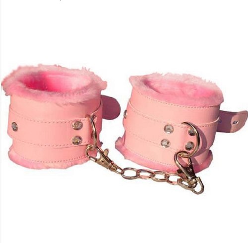 Vovii Fetish Bdsm Soft Handcuffs Cozy Pink with Chain Adjustable Sex Bondage is_adult_product