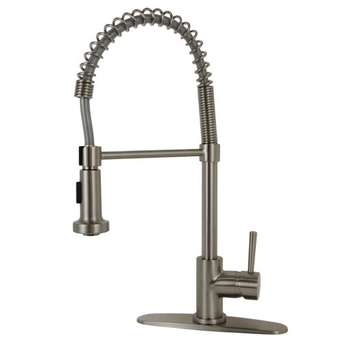 Reviews Residential Coil Spring Kitchen Faucet in Brushed Nickel Finish
