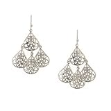 1928 Jewelry Silver Tone Filigree Teardrop Chandelier Earrings
