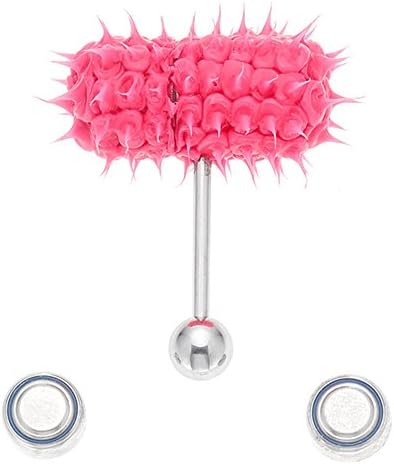 Pink Glow in the Dark Koosh Micro Vibrating Tongue Ring Barbell