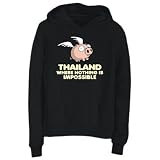 Hoodie Womens Black  Thailand where nothing is impossible  Countries