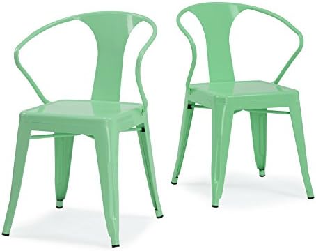Solid Steel Stackable Side Chairs (Set of 4) Seat 17 Inches High Many Colors to Choose From Includes Scented Candle Tart (Mint Finish)