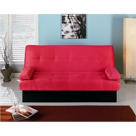 ONE NEW CONTEMPORARY MICROFIBER SOFA BED, #7214, RED