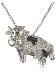 XPY Sterling Silver Diamond Cow Pendant Necklace (0.10 cttw, I-J Color, I2-I3 Clarity), 18"