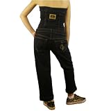 Women's Baby Phat dark wash tube strapless cropped denim gaucho jumpsuit by Kimora Lee Simons (Size:1)