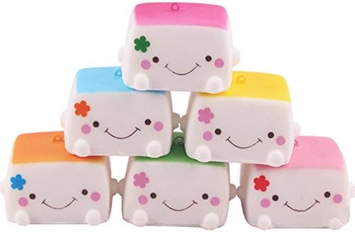 Longstar 2 PCS Colorful Kawaii Jumbo Toast Squishy Hand Pillow Bread Scent Toys Soft Chinese Tofu Adorable Expression