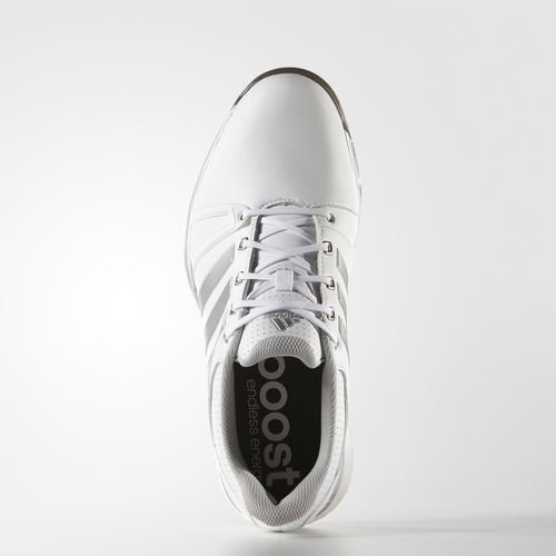 Boost 2 Men's Leather Adidas Adipower Golf Shoes 8.5 UK/EUR 42.7/US 9 White/Silver Metalic/Black
