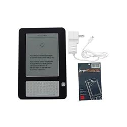 iShoppingdeals - Black Soft Silicone Skin Case Cover + Travel AC Wall Charger + Screen Protector for Amazon Kindle 2 (2nd Generation) 3G WiFi Wireless Reader