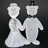 Hand Blown Glass Teddy Bear Bride and Groom Wedding Cake Topper
