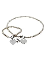 Pearl Heart Tag Necklace and Bracelet Set