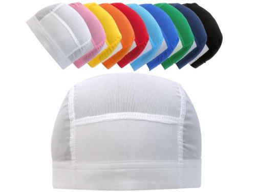 男女兼用ジュニア[SWIMCAP(スイムキャップ)]男女兼用名前札付きメッシュスイムキャップ◇白-M(50-55cm)