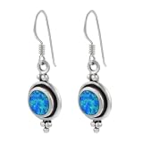 41TCmxqZjAL. SL160  Sterling Silver Round Blue Opal Earrings