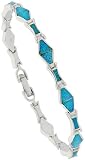 Synthetic Opal Diamond Shaped Link Bracelet in Sterling Silver