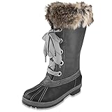 London Fog Womens Melton Cold Weather Snow Boot Black/Grey 6 M US