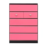 アルファタカバ かっこいい女性チェストシリーズ タバサチェスト 75cm幅5段 ピンク(ハートクリア)