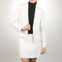 BGSD Women's Slim Cut One-Button Lambskin Leather Blazer Coat - White Misses L