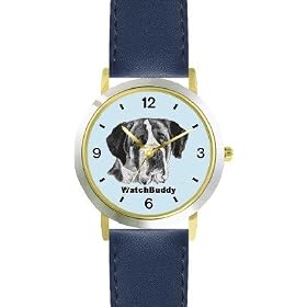 St. Bernard (SC) Dog - WATCHBUDDY� DESIGNER DELUXE TWO-TONE THEME WATCH - Arabic Numbers-AQUA MARINE STYLE - Pale Blue Dial with Blue Leather Strap-Children's Size-Small ( Boy's Size & Girl's Size )